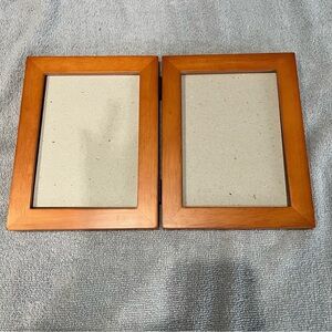 Elegant Brown Solid Wood Double Bifold Picture Frame 5x7 Home Decor Memories